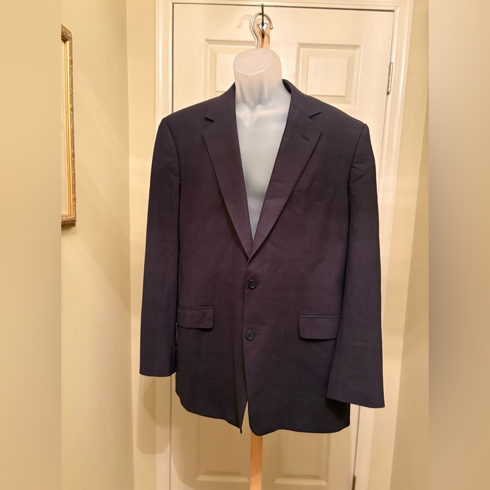 Brooks Brothers Dark Gray Stretch Checkered Blazer, Size: 44L